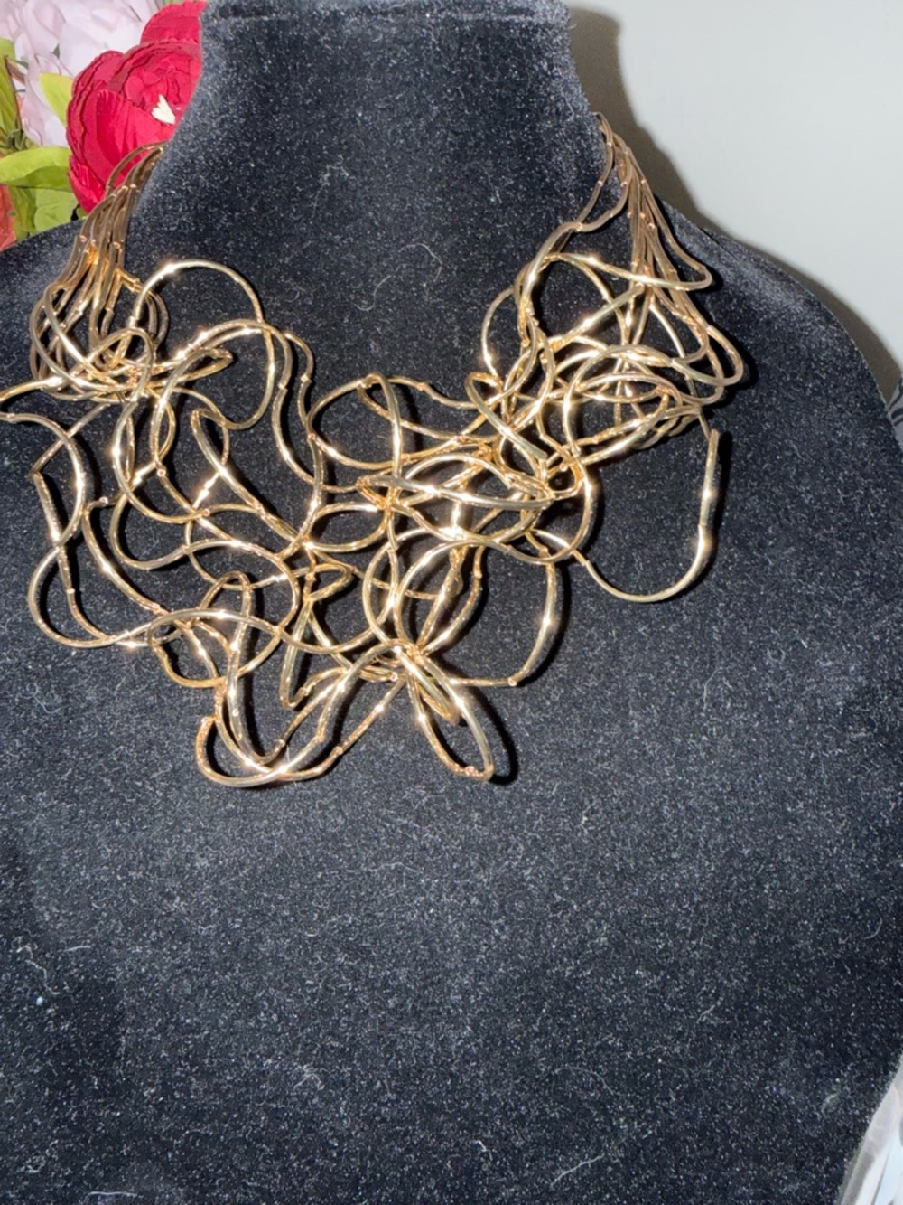 Gold Multi-Strand Sculptural Statement Necklace
